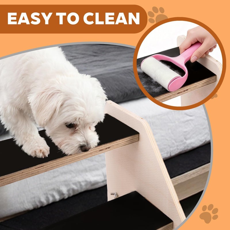 Orchidleaf Dog Stairs Ramp, Wooden 4-Step Dog Ramp for Small/Medium/Older Dogs and Cats, Non-Slip Pet Ladder for High Beds, Sofas, Bay Windows - Image 4