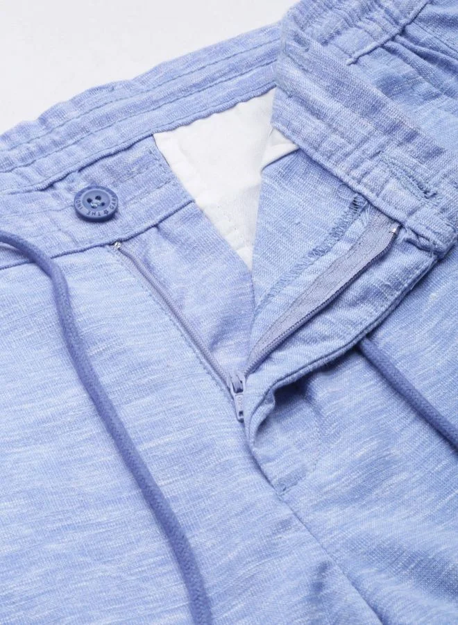 شركة المرآب الهندية Men Slim Fit Solid Mid-Rise Elasticated Linen Jogger Trouser