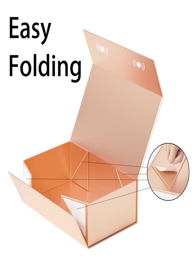 RYDDOY Rose Gold Gift Box, 9.5x6x3'' Gift boxes for Presents with Lids Magnetic Closure Rectangle Collapsible for Bridesmaid Proposal Box, Wedding, Christmas, Halloween, Birthday Gift Packging - Image 4