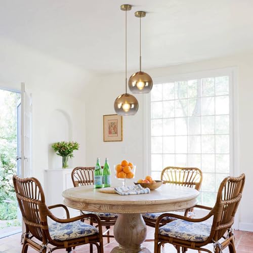 KCO Lighting 1-Light Modern Glass Pendant Lights Large Gold Globe Pendant Light Mid Century Single Pendant Light Kitchen Island Dining Room Lighting Fixtures Ceiling Hanging - Image 5