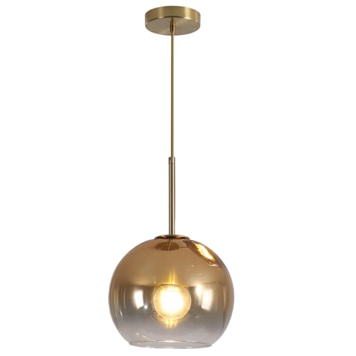 KCO Lighting 1-Light Modern Glass Pendant Lights Large Gold Globe Pendant Light Mid Century Single Pendant Light Kitchen Island Dining Room Lighting Fixtures Ceiling Hanging - Image 1