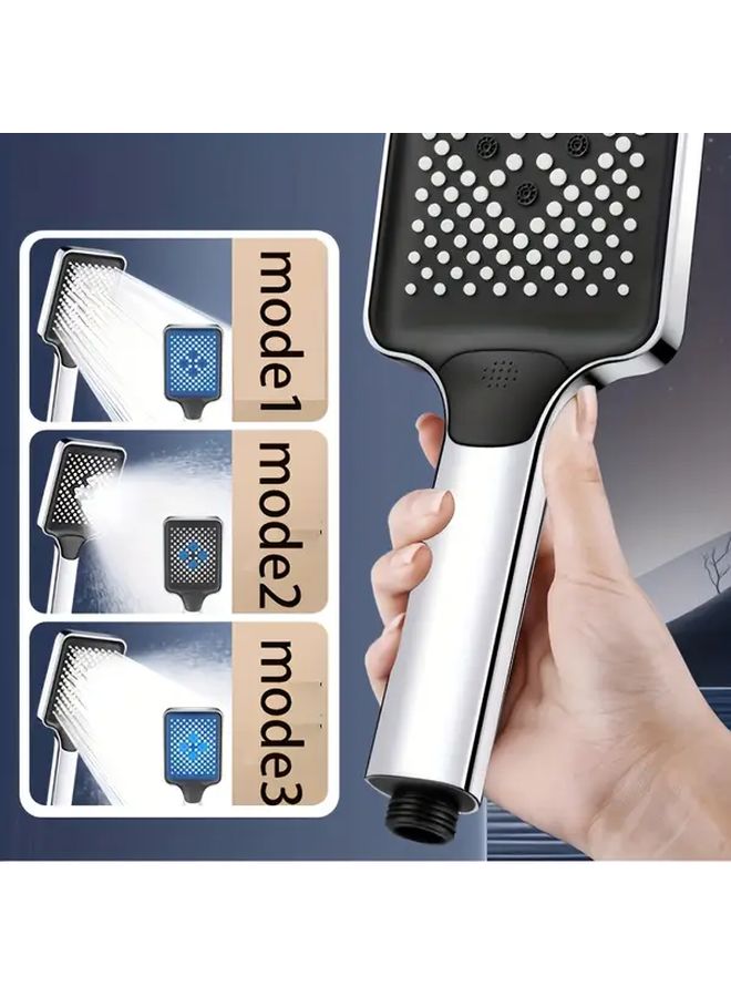 Black Square Three Mode Rainfall Shower Head with Hose and Wall Bracket - Image 4