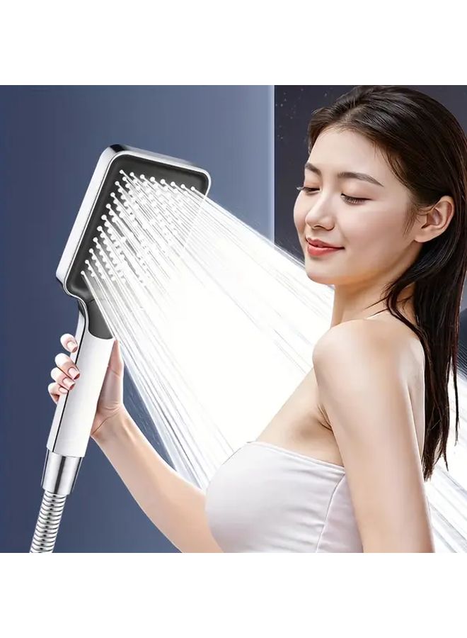 Black Square Three Mode Rainfall Shower Head with Hose and Wall Bracket - Image 5