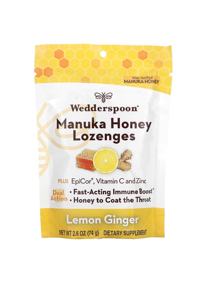 Wedderspoon Wedderspoon, Manuka Honey Lozenges, Lemon Ginger, 2.6 oz (74 g)  - Image 1