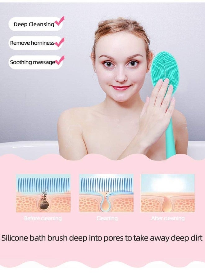 Wolf War Loofah Exfoliating Body Scrubber 2 in 1 Face and Body Silicone Scrubber - Silicone Shower Brush Bath Sponge Loofa Pink - Image 5