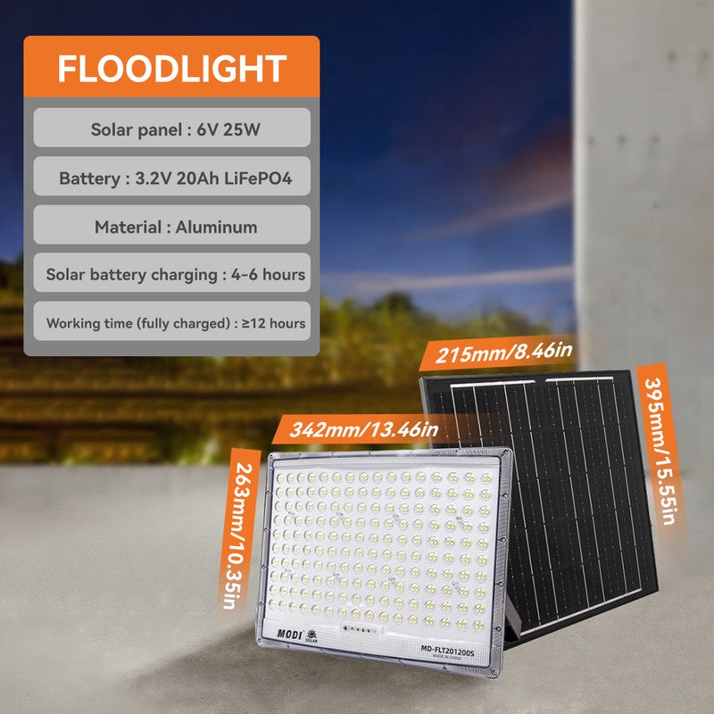 73Hours Solar Flood Light Outdoor 1200W, 4M Cable Length, LED Security Lamp with Remote u0026 Timer, 6500K Cool White, Wall Yard Garden Lighting - Image 3
