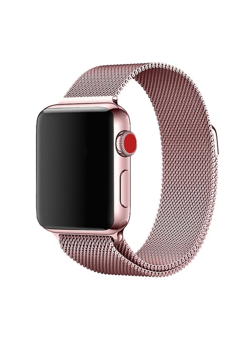 فون بلانيت Stainless Steel Alloy Replacement Watch Band 38/40mm Strap for iWatch Series SE/6/5/4/3/2/1 (Rose Gold) - Image 1