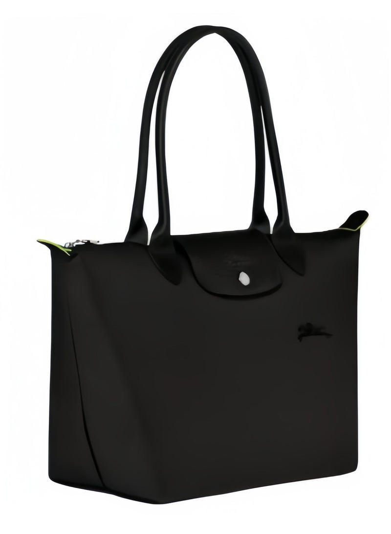 لونج شامب حقيبة نسائية كبيرة من لونشامب، بمقابض قصيرة، بسحّاب وإغلاق بزر، من القماش مع تفاصيل من الجلد - Image 2