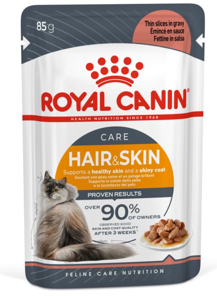 ROYAL CANIN Feline Care Nutrition Hair & Skin Gravy (WET FOOD - Pouches) 12x85g - Image 1