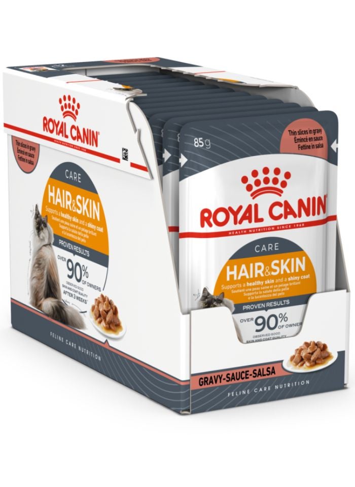 ROYAL CANIN Feline Care Nutrition Hair & Skin Gravy (WET FOOD - Pouches) 12x85g - Image 2