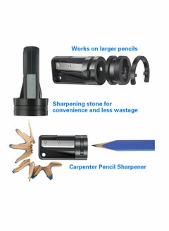 Excefore Carpenter Pencil Set, 6.8" Flat Octagon Hard Black Carpenter Marking Pencil with Sharpener and Silicone Heavy Duty Retractable Pen Holder for Wood Marking Tools  - Image 4