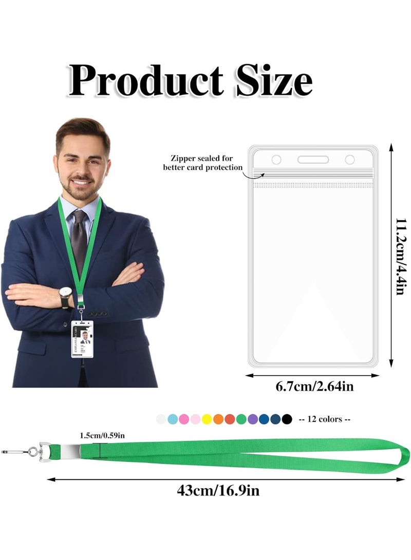 عبوة 12 رباط رقبة لشارات الهوية، حزام عنق متين مقاوم للماء للعمل/الفعاليات/المؤتمرات (متعدد الألوان) - Image 4