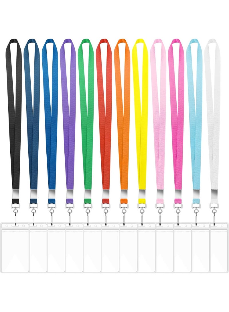 عبوة 12 رباط رقبة لشارات الهوية، حزام عنق متين مقاوم للماء للعمل/الفعاليات/المؤتمرات (متعدد الألوان) - Image 1