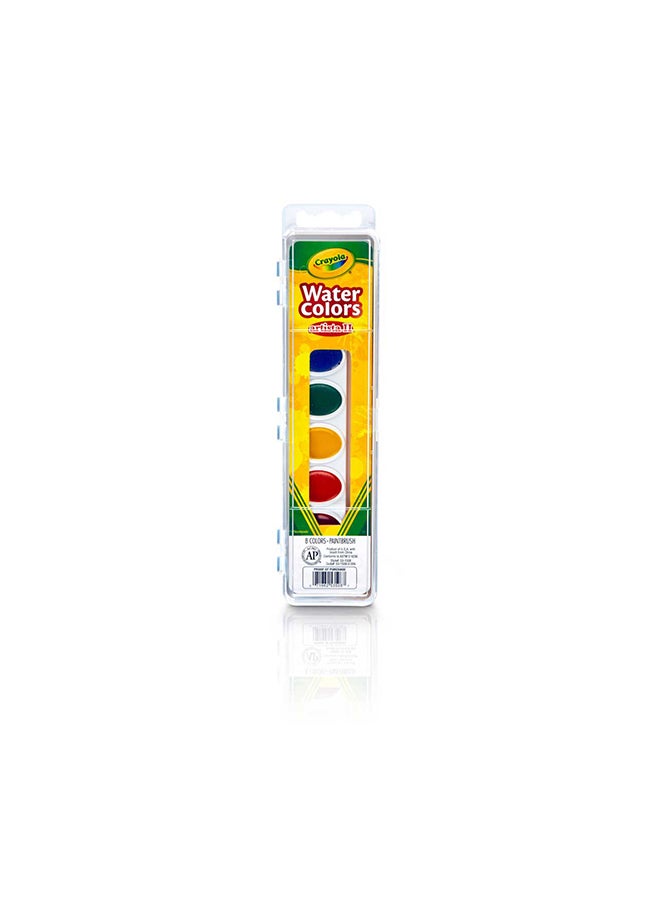 Crayola 8 Ct. Washable Watercolor Pans With Plastic Handled Brush - Image 1