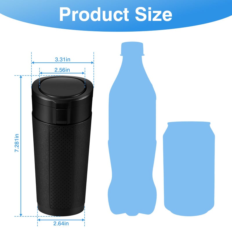 Hiitytin Car Trash Can Bin with Lid, 2 Packs Mini Leakproof Garbage Can for Vehicle, Cup Holder Trash Can, Small Trash Bin for Cars, Home, Bedroom, Office(Black) - Image 3