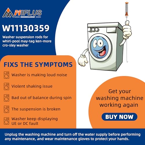 MIFLUS W11130359 MVWB765FW3 MVWB765FW4 WTW7500GC2 Washer Suspension Rod Kit Compatible for Whirl.pool May.tag Ken.more Cros.ley 7MWTW7000EW0 7MWTW7300EW0 MVWB765FW4 MVWB765FW3-BY MIFLUS - Image 3