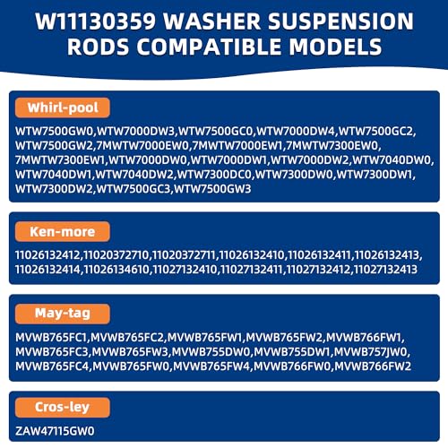 MIFLUS W11130359 MVWB765FW3 MVWB765FW4 WTW7500GC2 Washer Suspension Rod Kit Compatible for Whirl.pool May.tag Ken.more Cros.ley 7MWTW7000EW0 7MWTW7300EW0 MVWB765FW4 MVWB765FW3-BY MIFLUS - Image 5