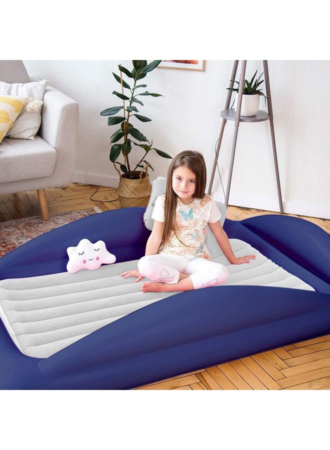 Sleepah Inflatable Toddler Travel Bed Portable Kids Air Mattress Set w Safety Bed Rail Guards for Kids & Toddlers – Set Includes Pump, Carry Case, Pillow & More - Perfect Transitional Cot (Grey) - Image 2