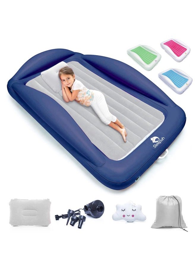 Sleepah Inflatable Toddler Travel Bed Portable Kids Air Mattress Set w Safety Bed Rail Guards for Kids & Toddlers – Set Includes Pump, Carry Case, Pillow & More - Perfect Transitional Cot (Grey) - Image 1