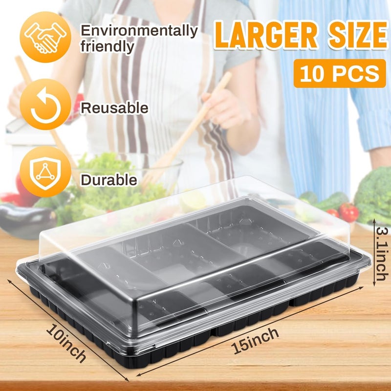 Shellwei 10 Pack Christmas Charcuterie Board with Lid 3 Section Divided Cookie Trays Large 15 x 10 Inch Disposable Travel Catering Serving Trays Platter for Christmas (Black) - Image 2