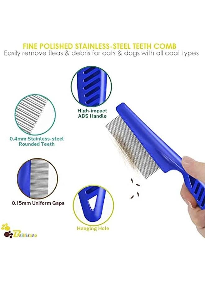 KHAJUL 4-Piece Flea Comb, Stainless Steel Lice Combs with Rounded Teeth, Double Sided (Blue)  - Image 3