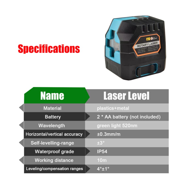 Portable High Brightness 2 Green Lines Level Vertical Horizontal Lines 4° Self-leveling Function Leveling Tool for Ceramic Tile Laying Door Window Partition Install Construction Decoration - Image 4