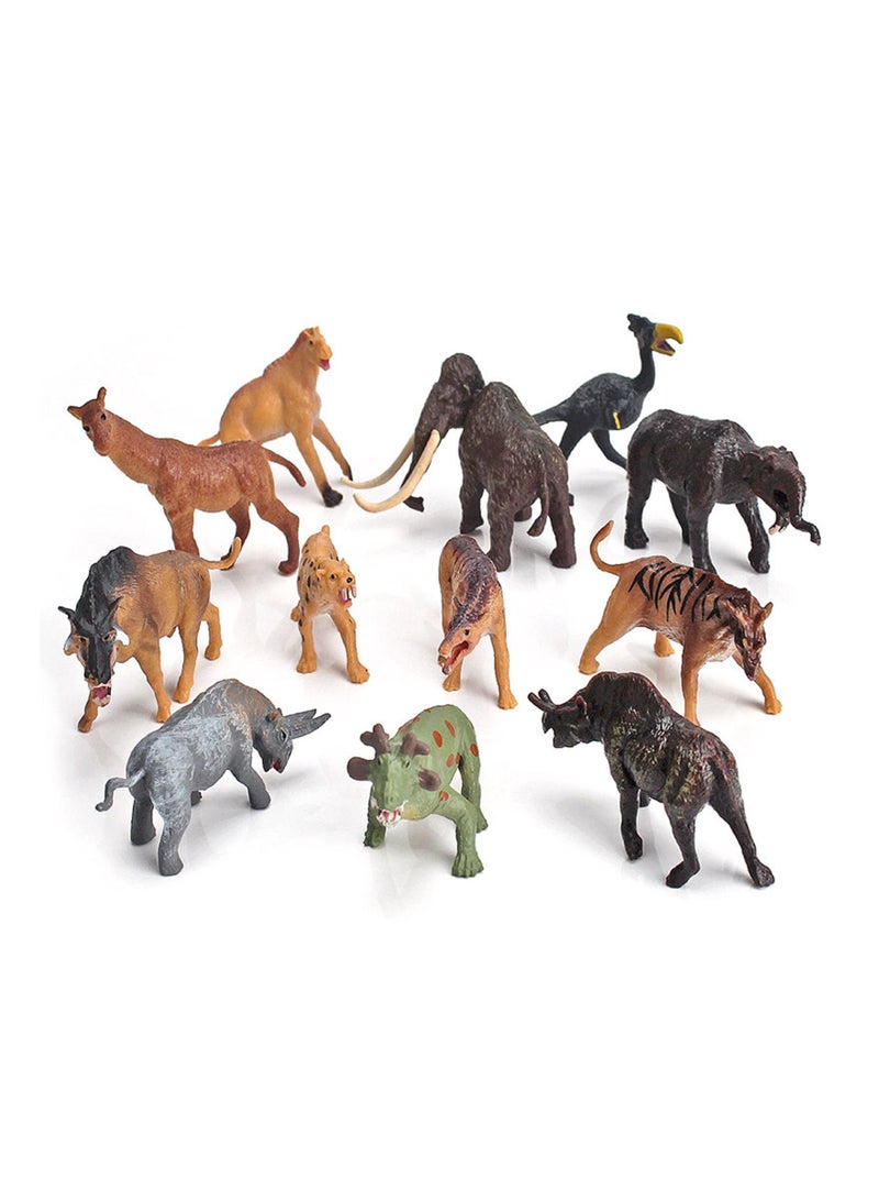 NIBEMINENT Wild Animals Figurines, Realistic Prehistoric Toy, Primitive Animal Model playset with Smilodon Woolly Mammoth Morpus Early Educational Cognitive Toys, Kids Birthday Gift (12PCS)  - Image 2