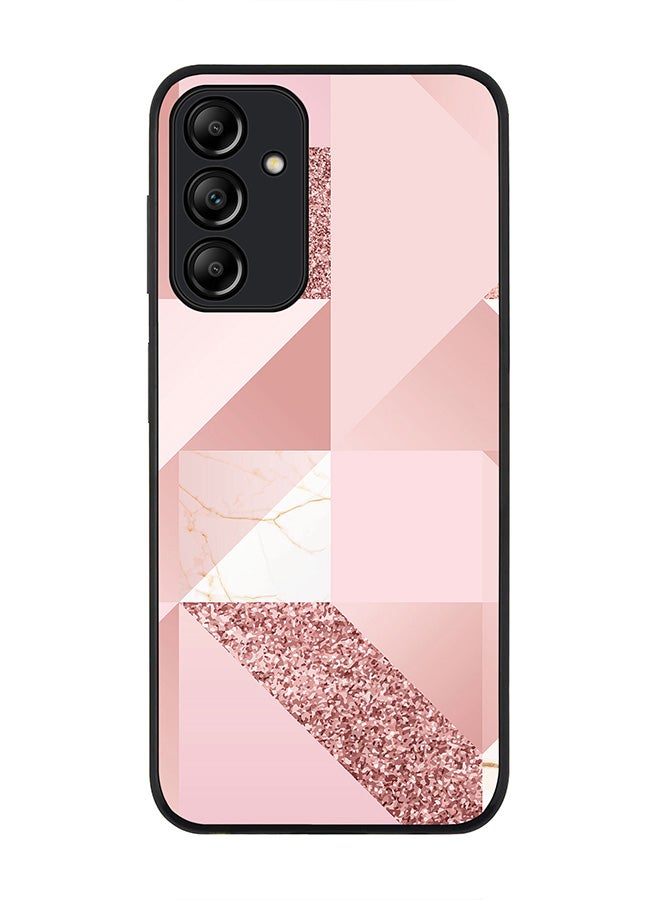Stylizedd Rugged Black edge case for Samsung Galaxy A15 / A15 5G, Slim fit Soft Case Flexible Anti Drop TPU Gel Thin Cover- Marble Pink Geometric - Image 1