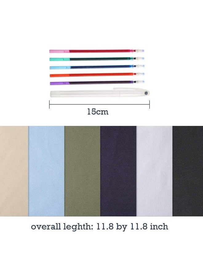 Caydo 6 Pieces Fabric For Embroidery, Including 6 Colors Embroidery Fabric 5 Colors Water-Soluble Pens For Embroidery Projects And Upholstery Decoration, 11.8 By 11.8-Inch - Image 2