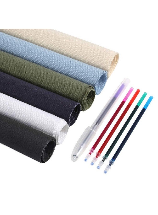 Caydo 6 Pieces Fabric For Embroidery, Including 6 Colors Embroidery Fabric 5 Colors Water-Soluble Pens For Embroidery Projects And Upholstery Decoration, 11.8 By 11.8-Inch - Image 1