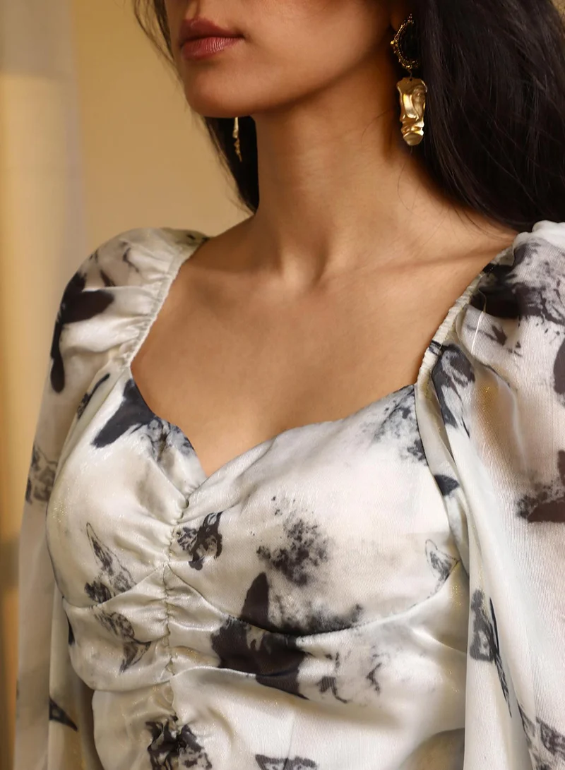 PINACOLADA Women' Cloud Grey Blurry Butterfly Top