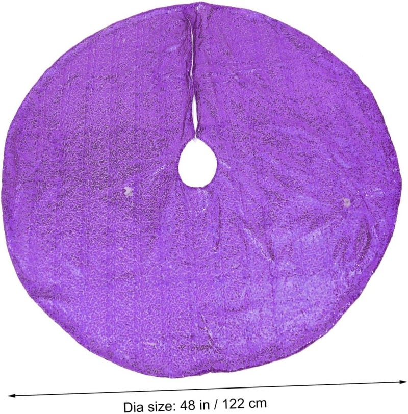 Sequined Christmas Tree Skirt 122cm Decorative Tree Bottom Cover Purple Sequin Apron Holiday Home Party Décor Accessory - Image 2