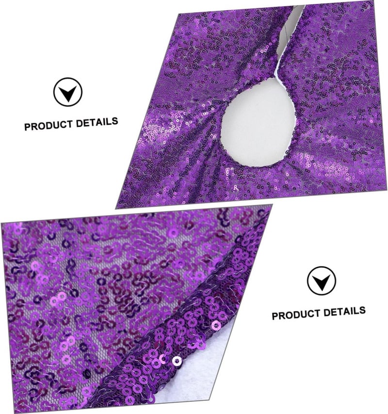 Sequined Christmas Tree Skirt 122cm Decorative Tree Bottom Cover Purple Sequin Apron Holiday Home Party Décor Accessory - Image 3