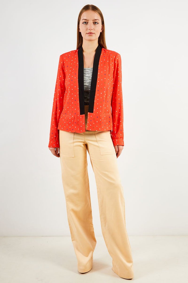 I.Code Women Regular Fit Allover Print Casual Blazer, Coral  - Image 2