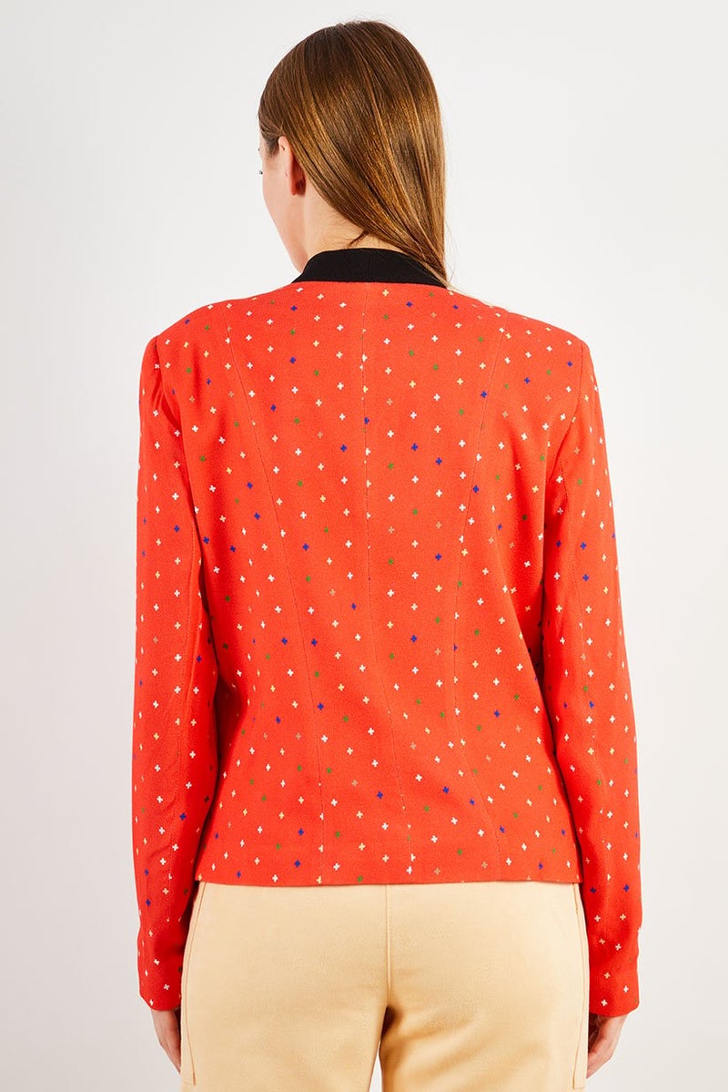 I.Code Women Regular Fit Allover Print Casual Blazer, Coral  - Image 4