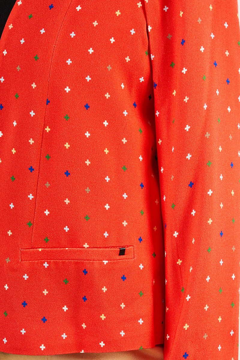 I.Code Women Regular Fit Allover Print Casual Blazer, Coral  - Image 3