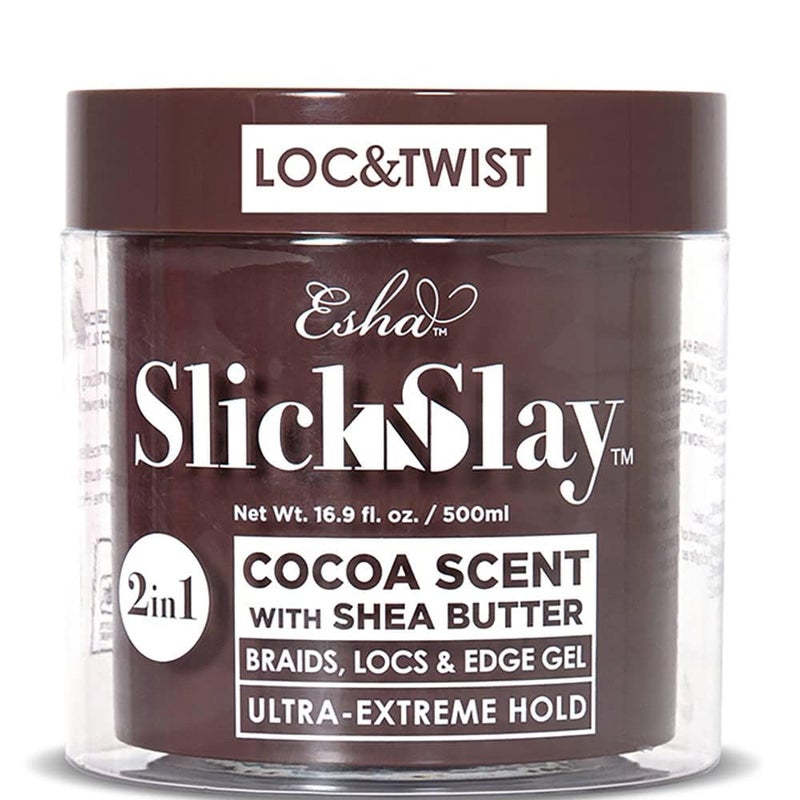 Esha Hair Slick N Slay Braiding Gel 17 oz Ultra Extreme Hold Hydrating Conditioning Fast Dry Locking Gel for Locs Twists Braids Cocoa