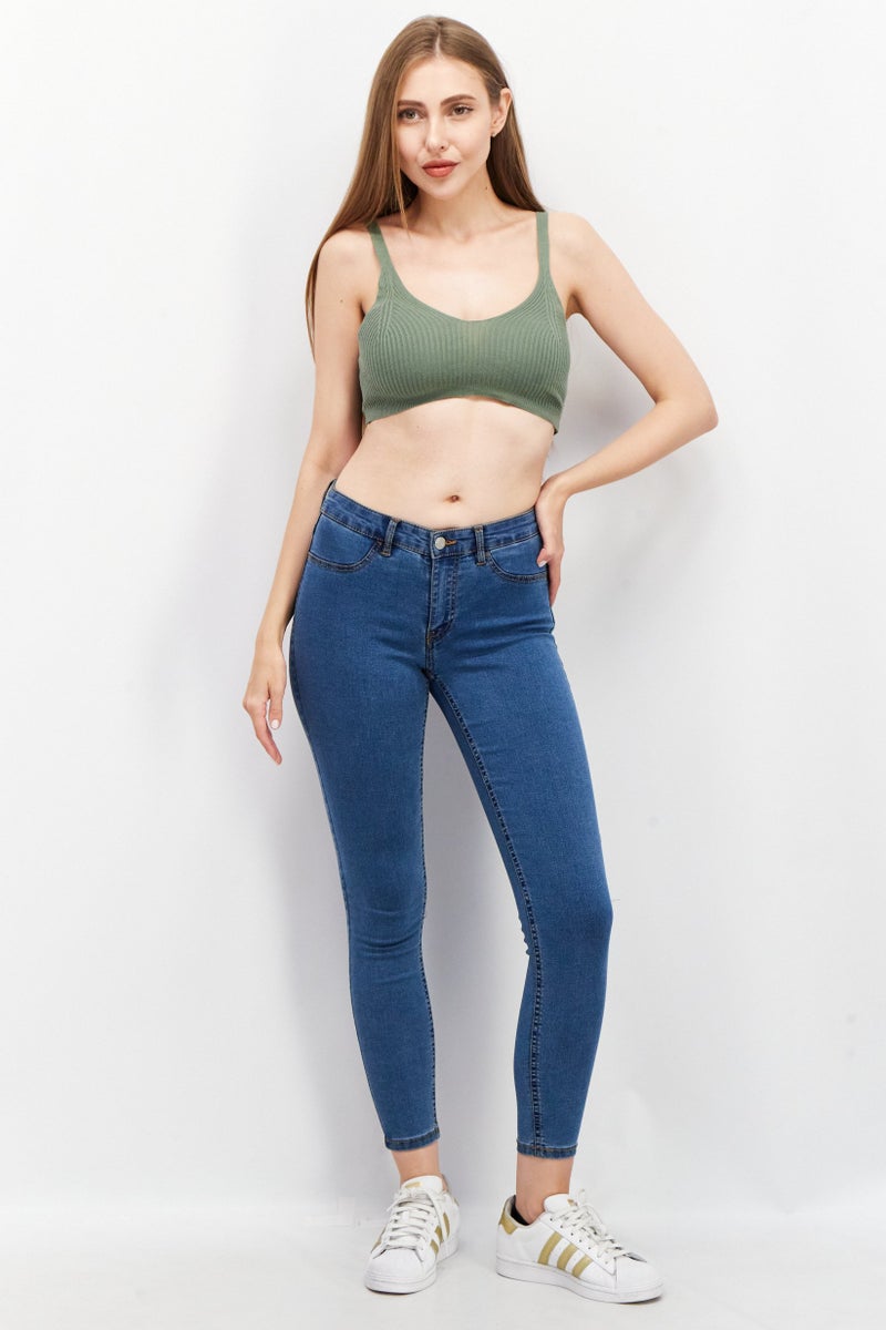 Asos Design Women V-Neck Sleeveless Textured Crop Top, Taupe Green - Image 4
