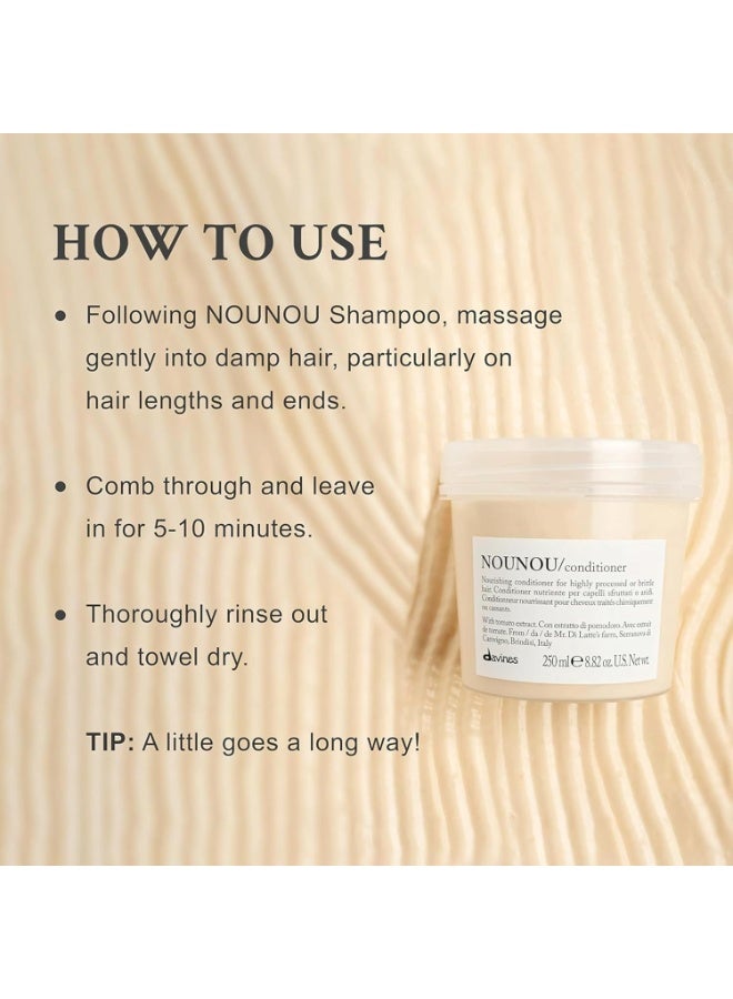 Davines Nounou Nourishing Conditioner 250ml for Dry, Damaged, Bleached & Color-Treated Hair | Deep Moisturizing Hair Conditioner for Soft, Smooth & Shiny Hair | Professional Salon Hair Care - Image 3