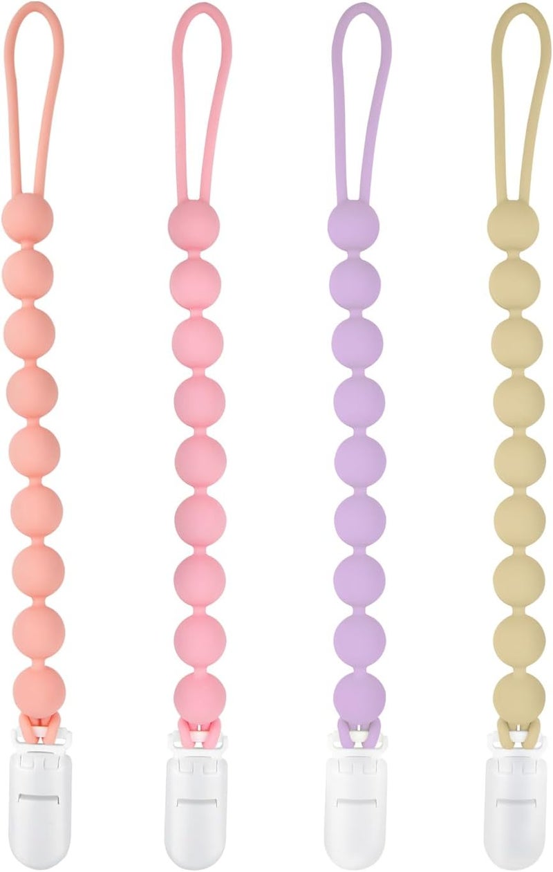 MINMUNJIU Silicone Pacifier Clip Holder, 4 Pack - Image 1