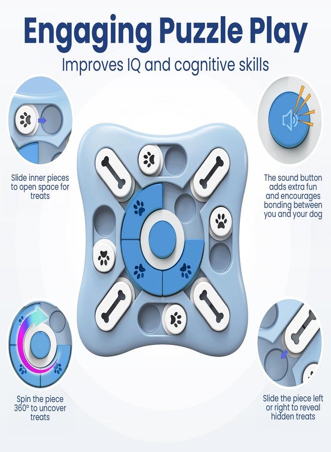 PAWSPIK Interactive Dog Puzzle Toy – Treat Dispensing Slow Feeder for Dogs, Mental Enrichment Toy with Squeaker & 16 Compartments – Durable, Non-Slip, Dishwasher Safe – Light Blue (Light Blue) - Image 4