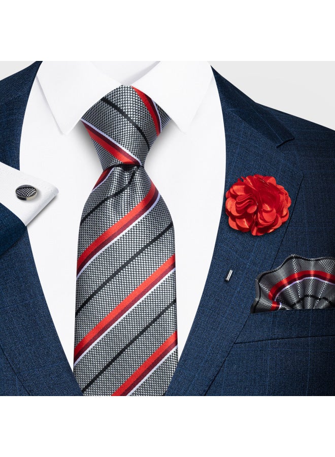 Fashion Men's Paisley Tie Suit Pocket Square Set 8cm Polyester Jacquard Business Formal Tie
