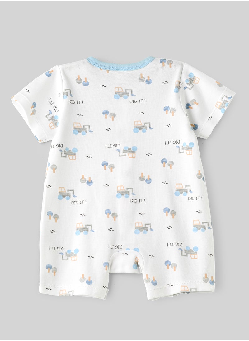 Tiny Hug Baby Boy White Excavator Onesie  - Image 2