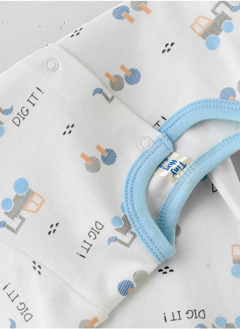 Tiny Hug Baby Boy White Excavator Onesie  - Image 4