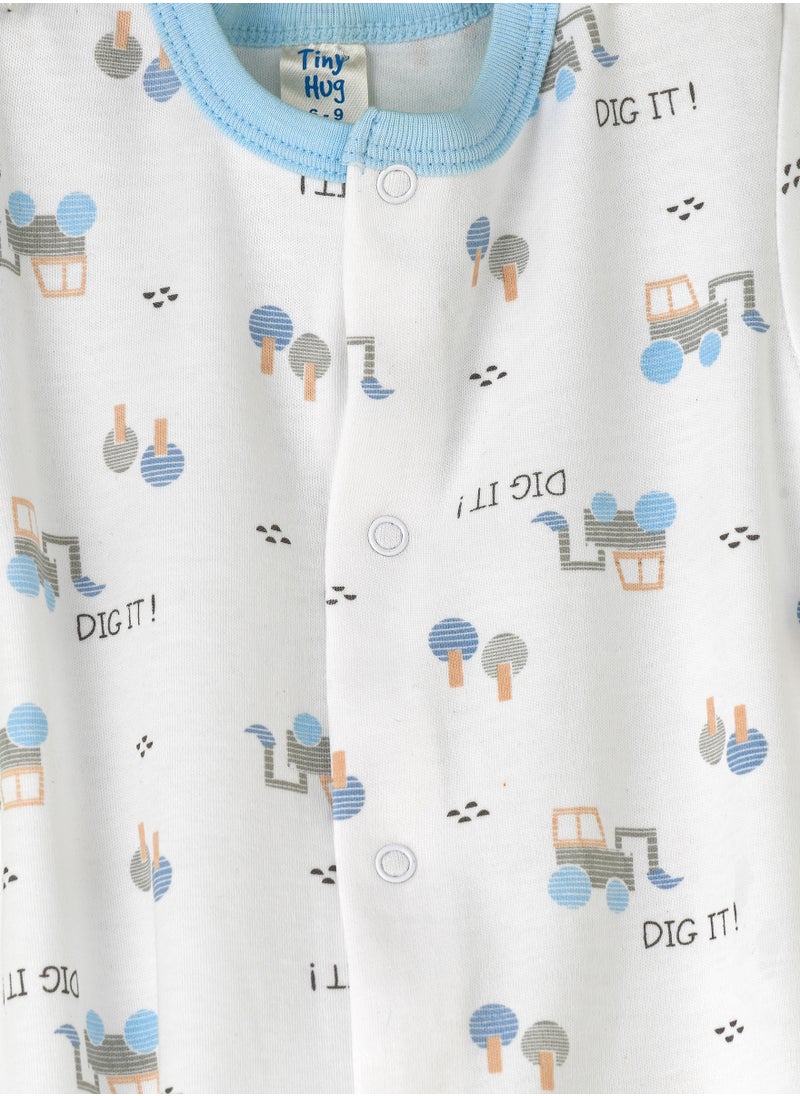 Tiny Hug Baby Boy White Excavator Onesie  - Image 3