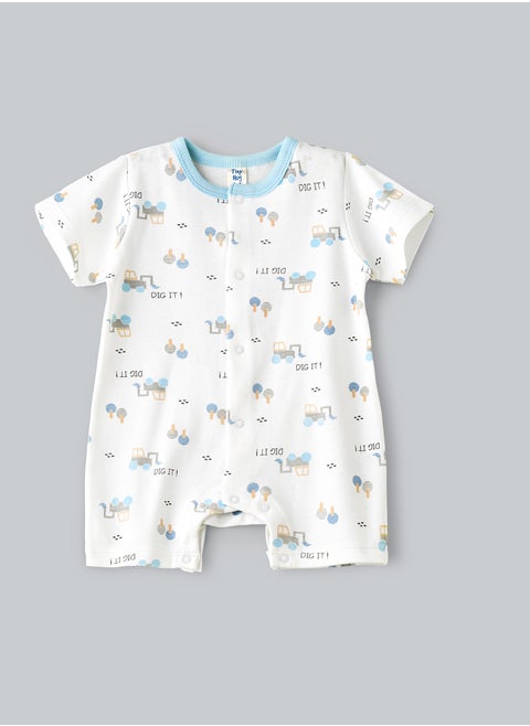 Baby Boy White Excavator Onesie
