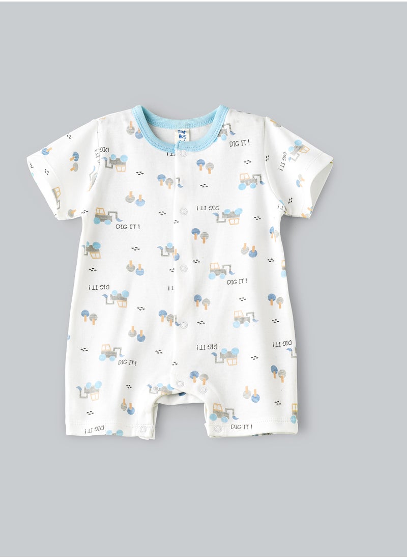 Tiny Hug Baby Boy White Excavator Onesie  - Image 1