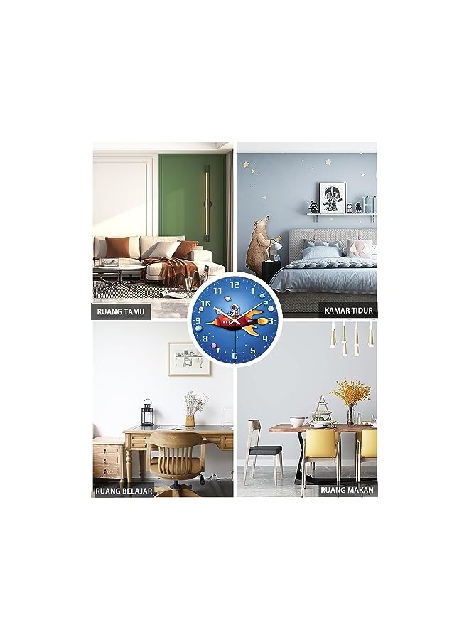 Raxoom Silent Wall Clock Modern Wall Clock 12-inch Clock, Battery Powered, Suitable for Living Room, Bedroom, Kitchen, Children's Room Wall Clock (Starry sky) - Image 3