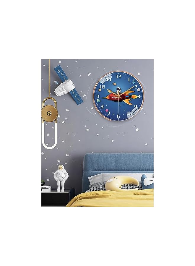 Raxoom Silent Wall Clock Modern Wall Clock 12-inch Clock, Battery Powered, Suitable for Living Room, Bedroom, Kitchen, Children's Room Wall Clock (Starry sky) - Image 2