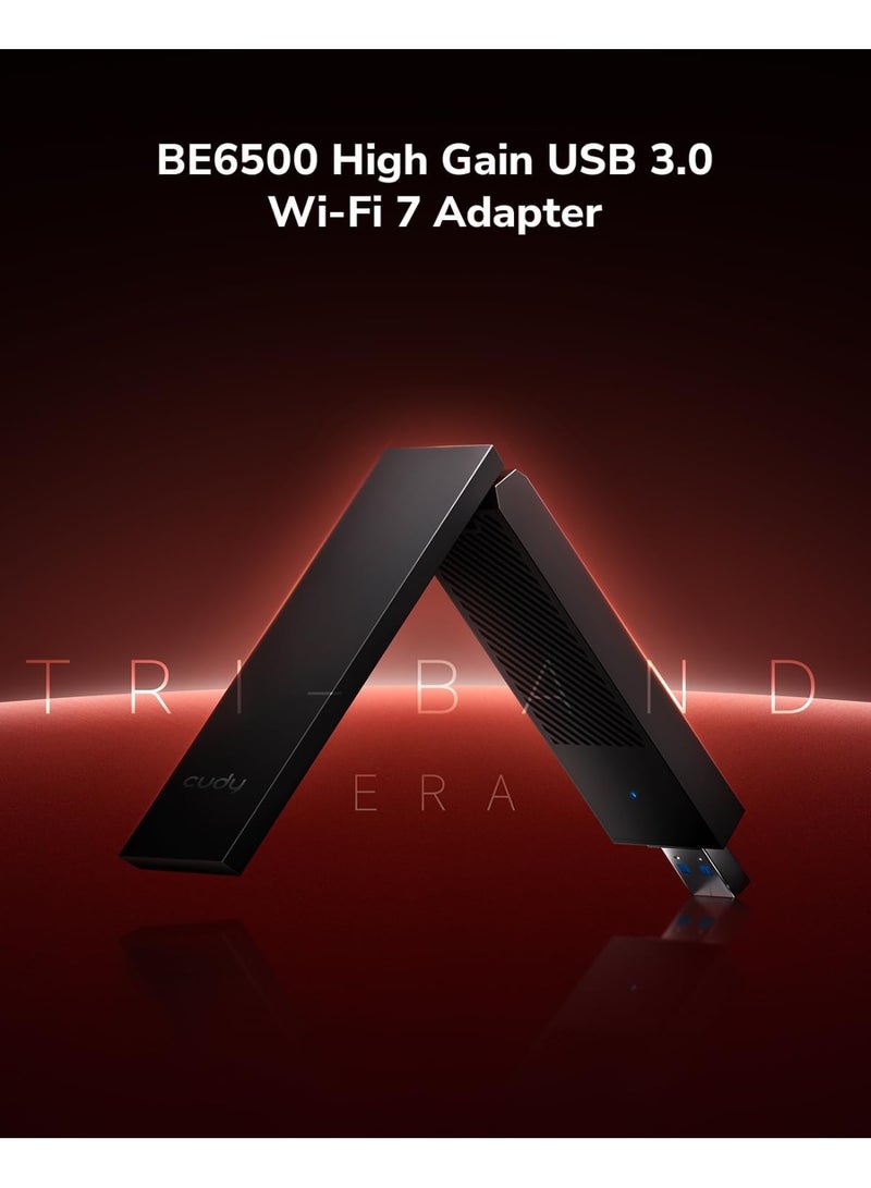 cudy WU6500 BE6500 Tri-Band WiFi 7 USB 3.0 Adapter | 6GHz Ultra-Fast Wireless, High-Gain Antennas, 160MHz, 4K-QAM, WPA3 Security | Windows 10/11 Desktop PC Upgrade - Image 2